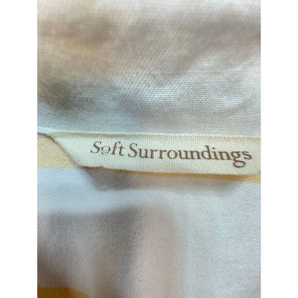 Soft Surroundings Women's Tunic Blouse Top Size S Peach White Stripe Asymmetrica - Picture 2 of 13